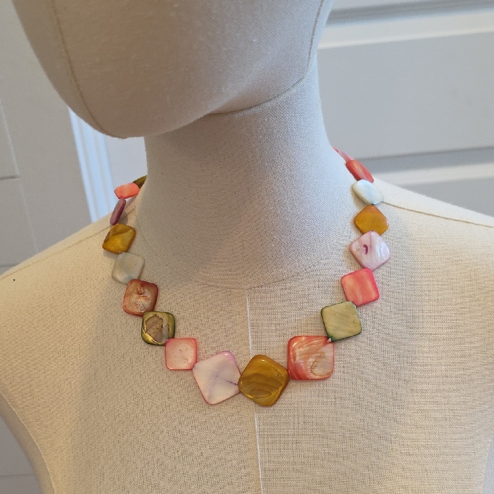 Multicolor Square Shell Necklace - image 1